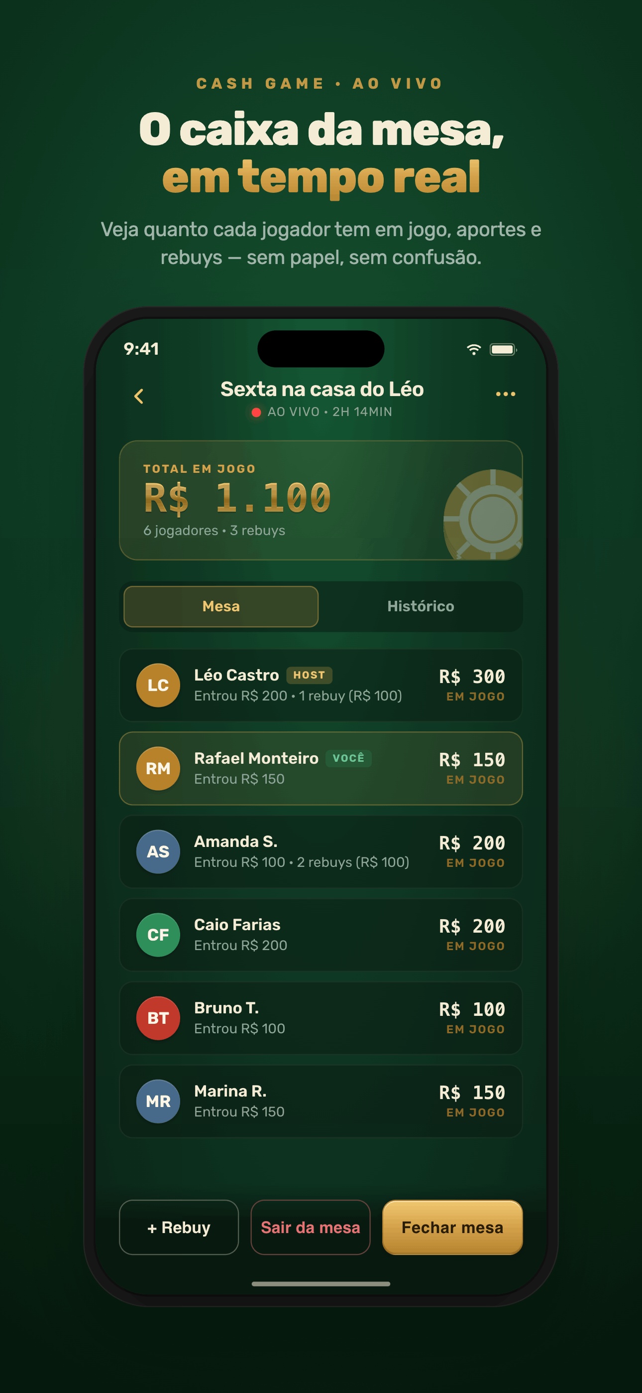 Mesa ao vivo no SplitPot