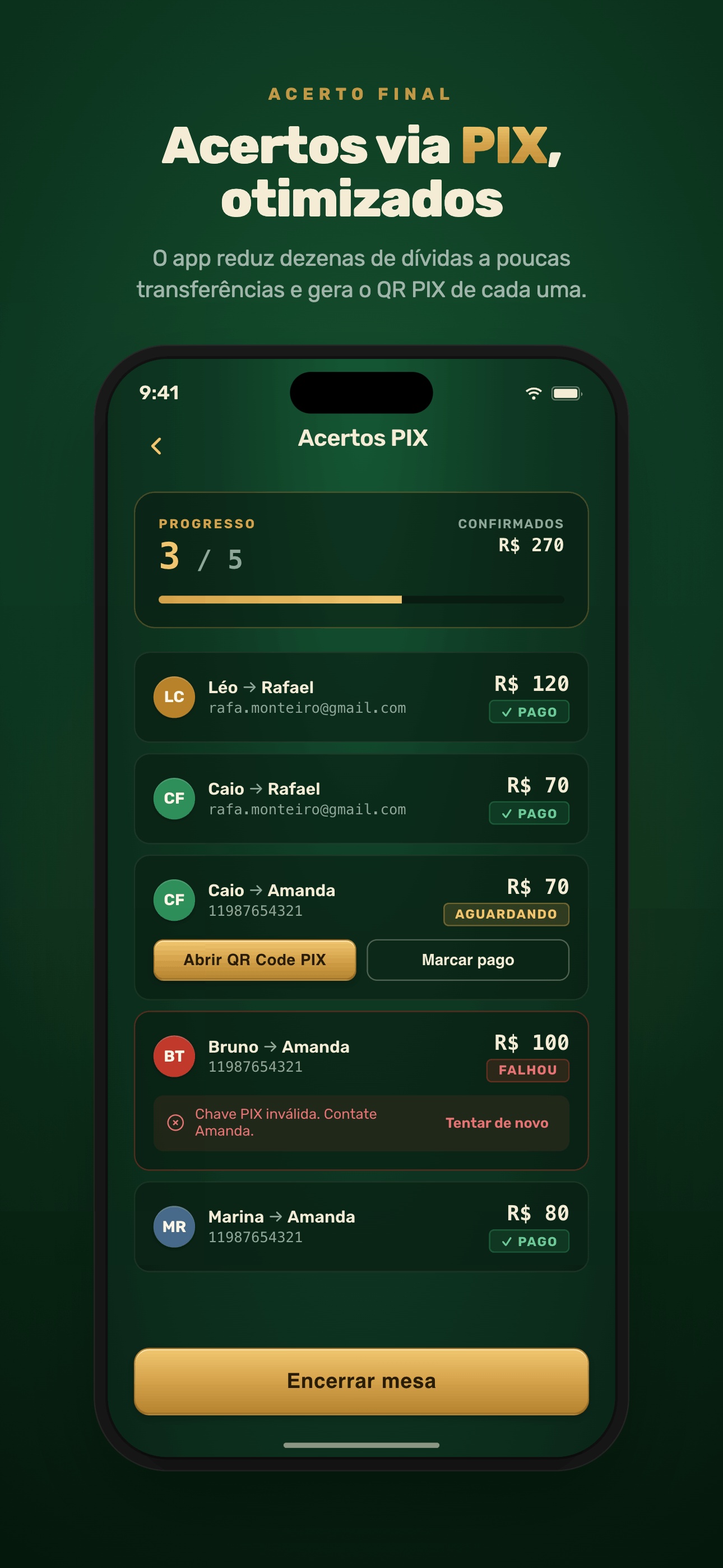 Acertos via PIX otimizados